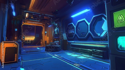 Futuristic space corridor