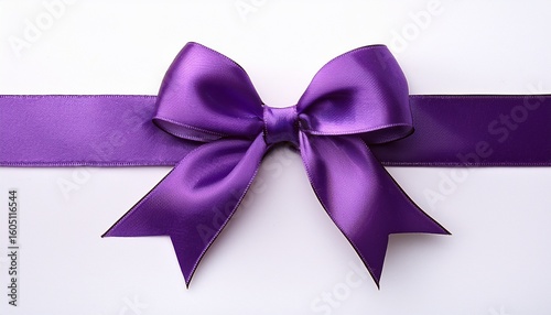 purple ribbon bow on white background