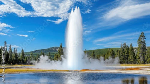 Geyser erupting in Yellowstone