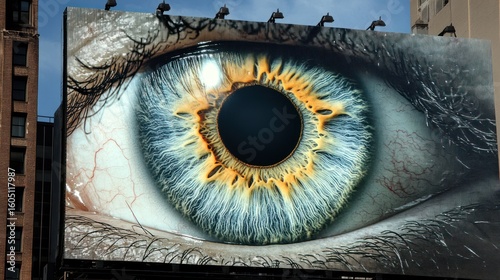 Giant eye billboard in city