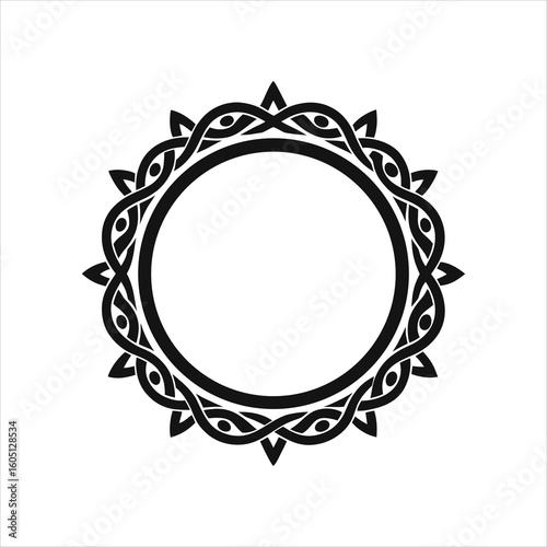 Celtic Round Line Art Silhouette Frame Icon