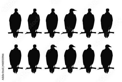 Tableau sur toile Collection of silhouetted cartoon warthogs displaying various poses and expressi