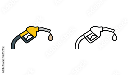 Fuel Nozzle Illustration Graphic Gas Station Concept with Editable Stroke and Drop