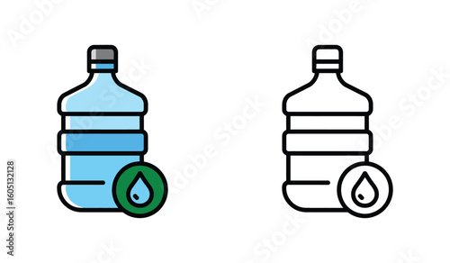Water Bottle Icons Refreshing Drinkable Liquid Container Supply Freshness Quench Thirst Hydration