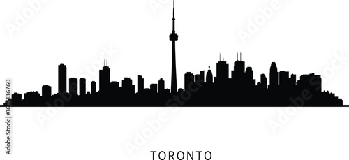 Toronto City Skyline Silhouette, Vector, Icon, Logo, White Background