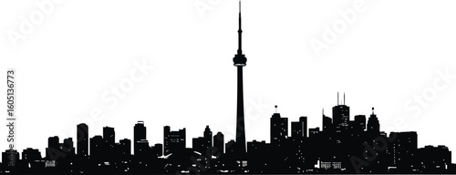 Toronto City Skyline Silhouette, Vector, Icon, Logo, White Background