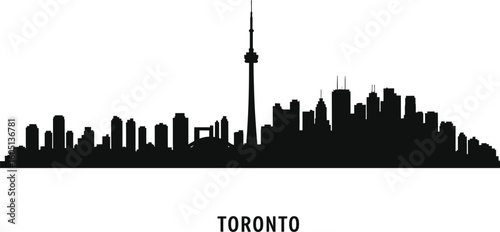 Toronto City Skyline Silhouette, Vector, Icon, Logo, White Background