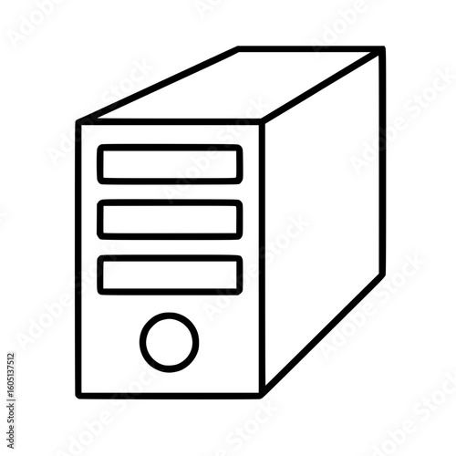 Minimalist Computer Server Tower Line Icon

