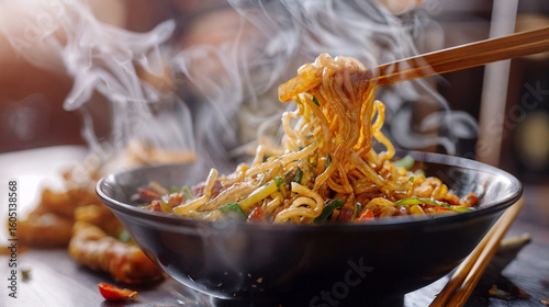 Gourmet Wok Noodles with Vegetables and Soy Sauce