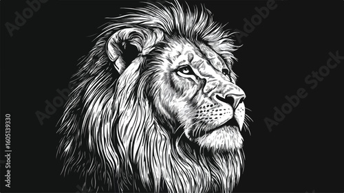 Minimalist Black and White Lion Line Drawing for Graphic Design Projects