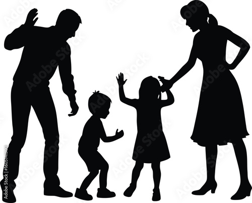 parents managing kids tantrums silhouette,mom calming screaming child silhouette