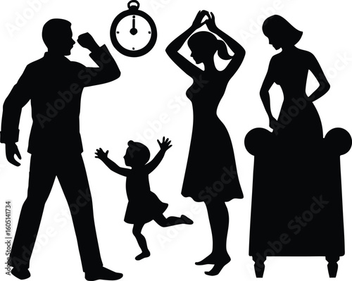 parents timing sleep schedule silhouette,parents checking baby monitor silhouette