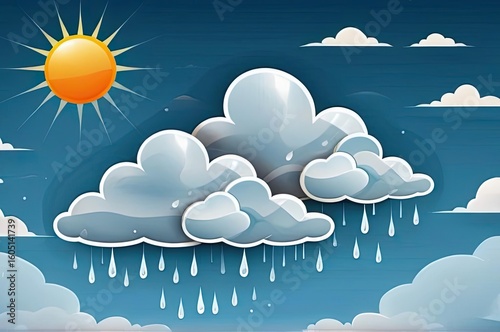 Sunny skies with clouds and rain illustrate the beauty of changing weather patterns in a vibrant landscape