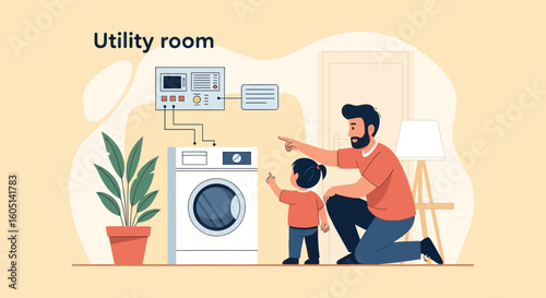 Father And Daughter Learning About Utility Technology At Home Together