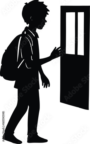 teen refusing school silhouette,teen ignoring alarm clock silhouette