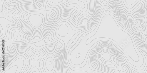 Lines seamless topography contour map abstract geometric landscape grid terrain texture mountain relief background, light grey background with detailed topographic map wave line smooth curve shape.