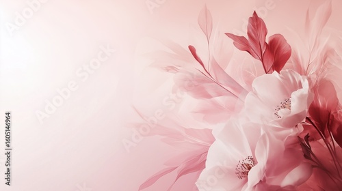 Soft Pink Abstract Floral Background with Gentle Leaves Pattern