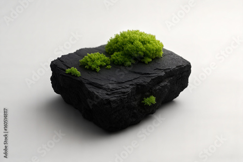Minimalist rock and moss study