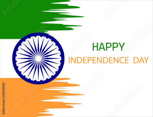 India Independence Day Celebration with Flag Colors and Ashoka Chakra Illustration.