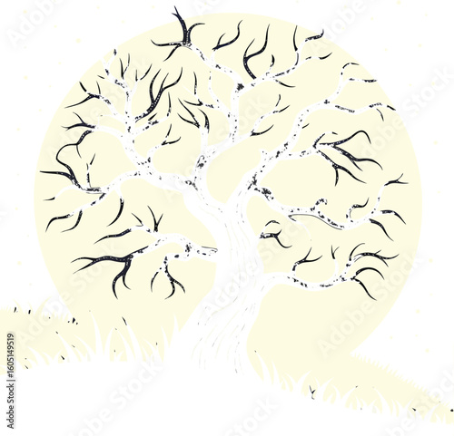 Vector illustration of moon and stars with decorative art elements