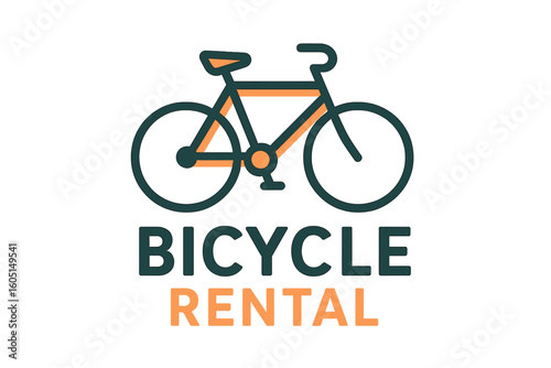 Vector illustration of a bicycle rental logo set against a white background