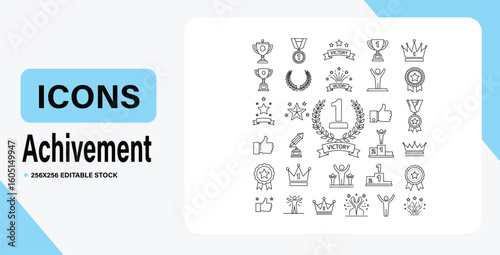 Achievement Icons A Collection of Award, Trophy, and Success Symbols