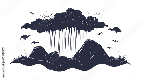 Dramatic Storm Breaking Through Mountain Landscape