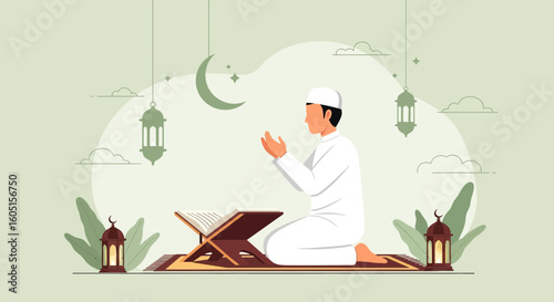Man Praying During Ramadan A Serene Scene Of Faith And Devotion
