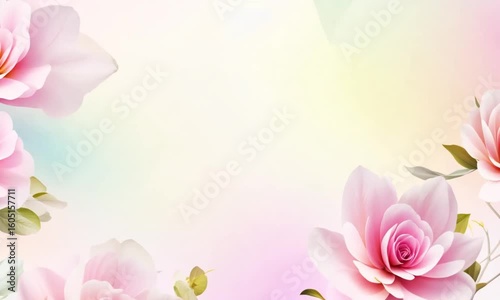 watercolor roses and vines slowly blooming along the screen corners on a soft gradient background