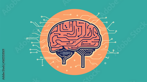 Artificial Intelligence Brain Vector Cartoon Icon