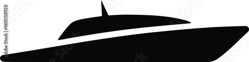 Yacht icon vector in black color - High speed watercraft.
