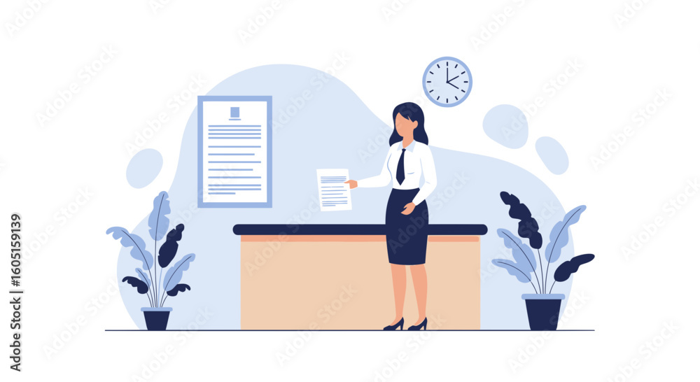 Obraz premium Office Professional Holding Documents In A Well Decorated Workspace Environment