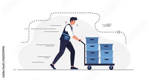 Urgent Shipment Worker Delivering Packages With Speed and Efficiency Illustration