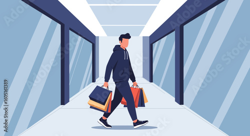 Satisfied Customer Carrying Shopping Bags After a Profitable Day Shopping