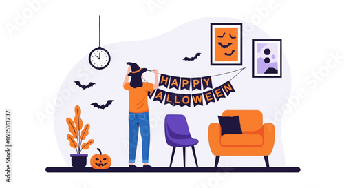 Preparing For A Spooky Night At Home With Halloween Decorations