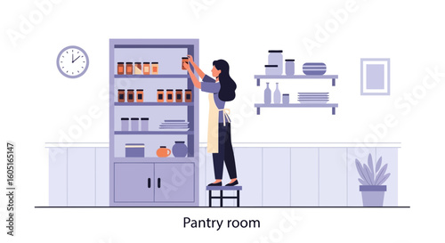 Organizing The Pantry Vector Illustration For Online Shop And Social Media