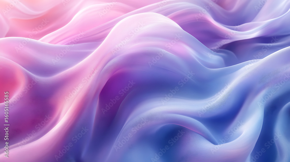 Obraz premium Soft matte fabric waves in pastel pink and blue create smooth flowing texture with gentle curves and calming visual effect