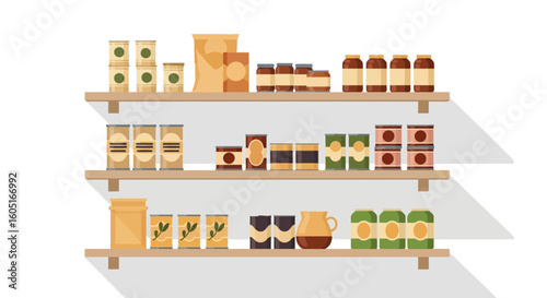 Pantry Shelves With Food Supplies Organization And Kitchen Storage Solutions