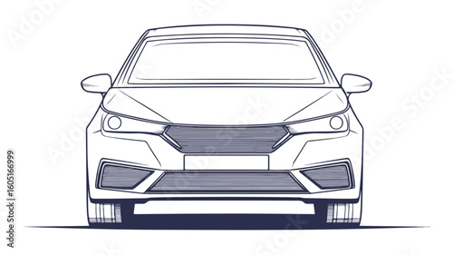 Dynamic Front View Car Illustration on White Background