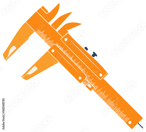Orange Caliper Tool Measuring Instrument with Ruler and Slide