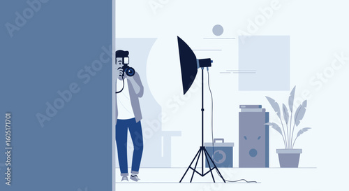 Professional Photographer Capturing Images In Studio Creative Process Concept