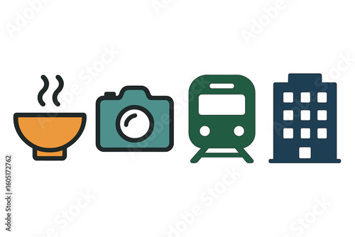 Discovering regional food and attractions via a range of icons and symbols presented in a minimalist style