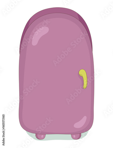 Refrigerator purple in cartoon style isolated on white background. Kitchen furniture item. Kitchen. Preservation of food at home. Vector illustration.
