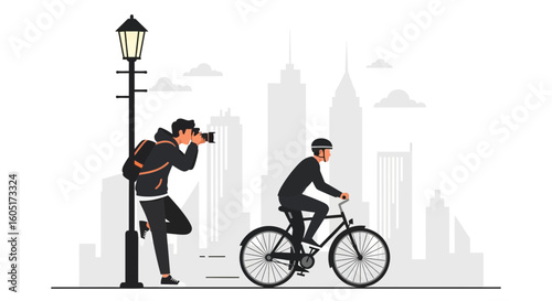 Photographer Captures Cyclist Against Urban Landscape In City Setting