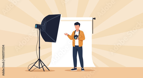 Professional Photographer In The Studio Ready For An Artistic Photo Shoot