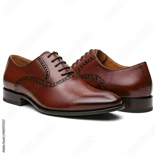 pair of brown leather shoe for men