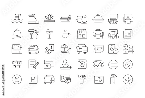 Hotel Services and Amenities A LineDrawn Icon Set