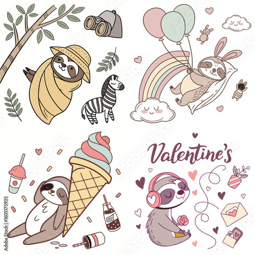High-Quality lazy Sloths Illustrations in Various Styles – SVG Bundle
