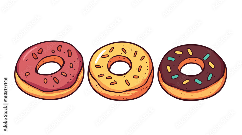 Obraz premium Vibrant Colorful Bagels Flat Vector Illustration for Stock Photos