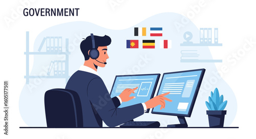 Multilingual Government Support Representative Providing Assistance Across Nations